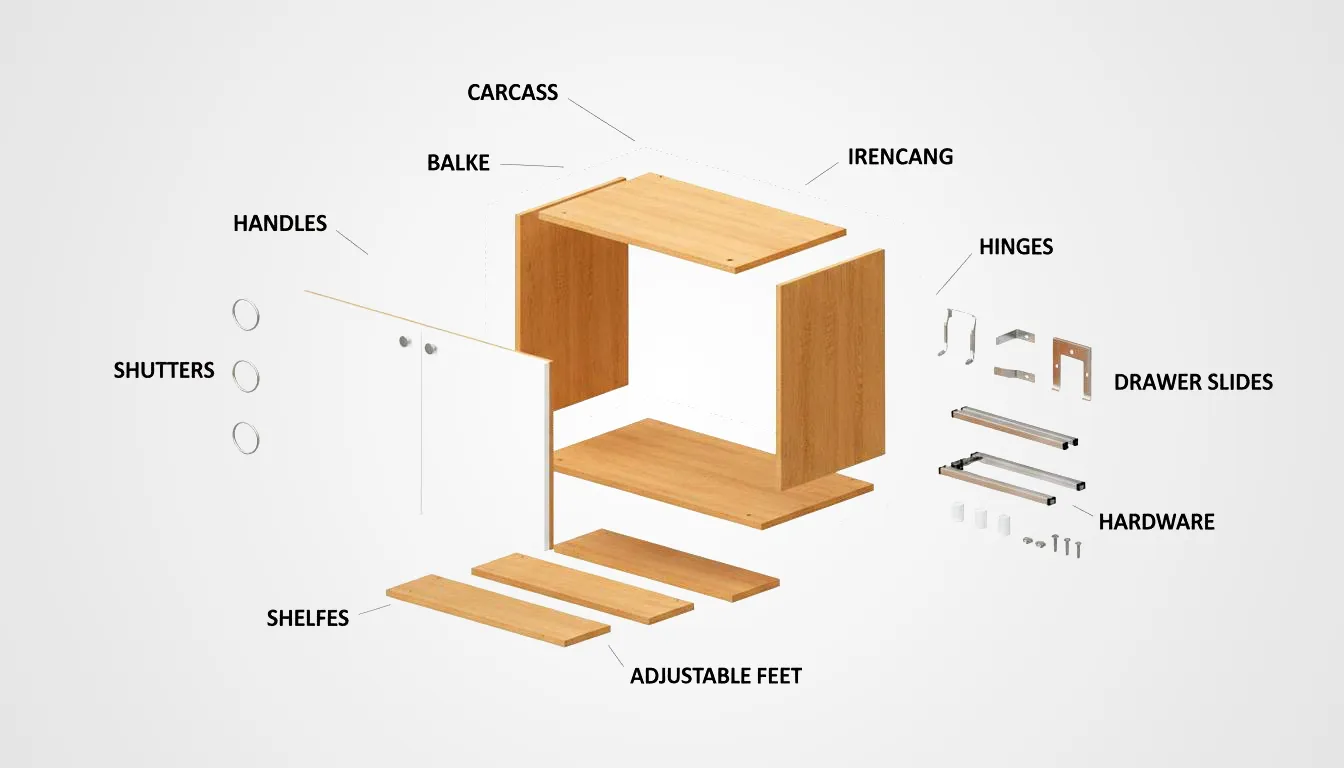 Modular Kitchen Cabinet Cross Section Material Details
