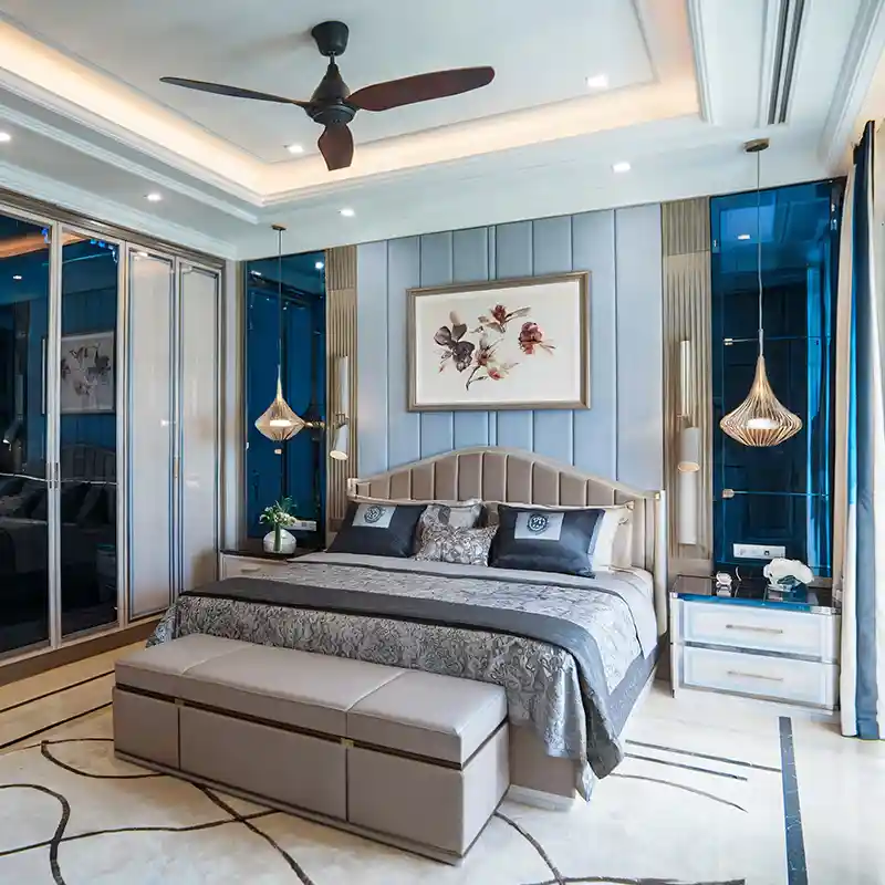 Luxury master bedroom interior design and space planning in Kolkata by AGOID