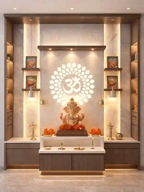 Vastu-compliant modern pooja room interior design in Kolkata